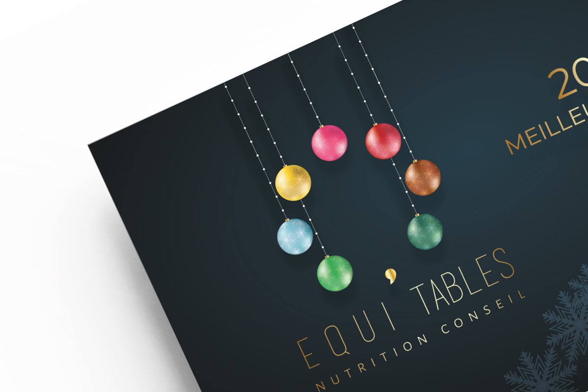 Webdesigner Graphiste Freelance Tours Création carte de voeux Equi'tables 2019